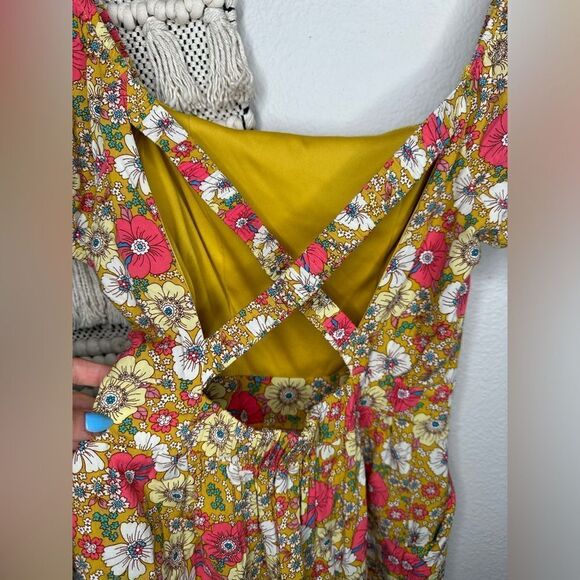 Lily Rose Yellow Floral Shorts Romper (Small) - Picture 2 of 8